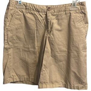Merona Shorts Bermuda Womens Tan Khaki lightweight Size 4 Flat Front w/ Pockets